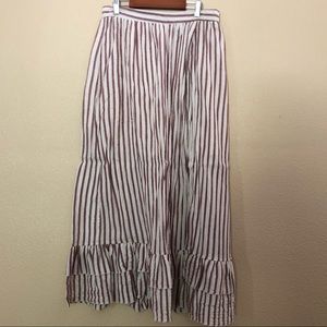 Rose color striped skirt with side slit